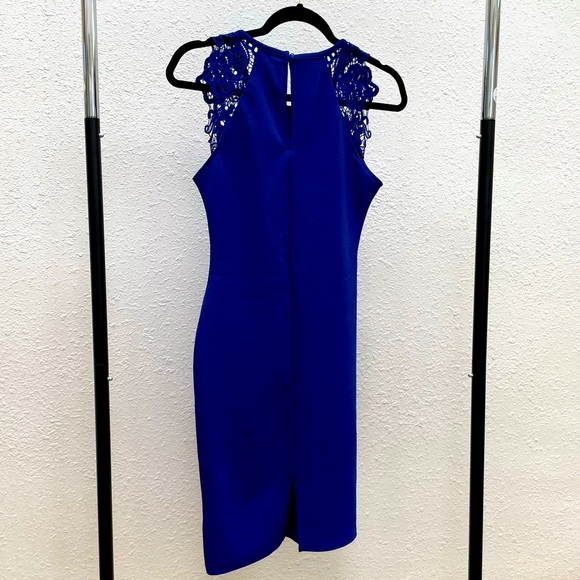 Cobalt blue dress with Lace Sleeves - Picture 2 of 3